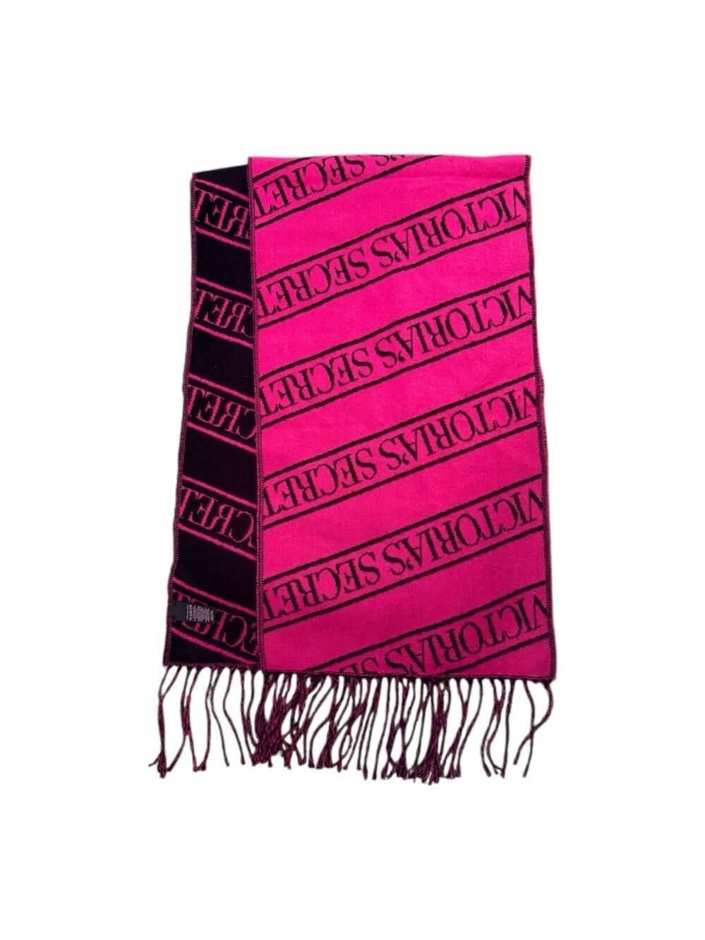 NWT NEW Vintage Victoria’s Secret Hot Pink Black Double Sided Scarf - Picture 2 of 4